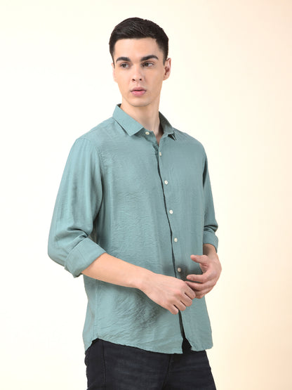 Casual Shirt for Men | Breathable & Soft with Color Fastness Slim Cotton Blend Fabric Solid Pattern