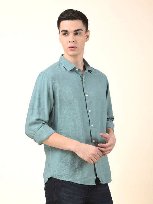 Casual Shirt for Men | Breathable & Soft with Color Fastness Slim Cotton Blend Fabric Solid Pattern
