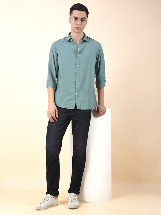 Casual Shirt for Men | Breathable & Soft with Color Fastness Slim Cotton Blend Fabric Solid Pattern
