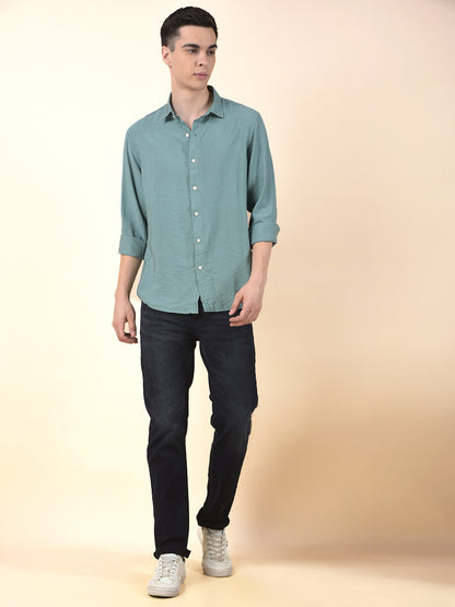 Casual Shirt for Men | Breathable & Soft with Color Fastness Slim Cotton Blend Fabric Solid Pattern