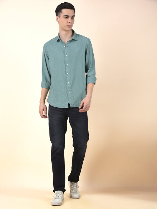 Casual Shirt for Men | Breathable & Soft with Color Fastness Slim Cotton Blend Fabric Solid Pattern