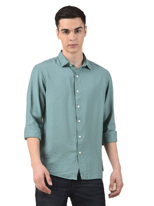 Casual Shirt for Men | Breathable & Soft with Color Fastness Slim Cotton Blend Fabric Solid Pattern