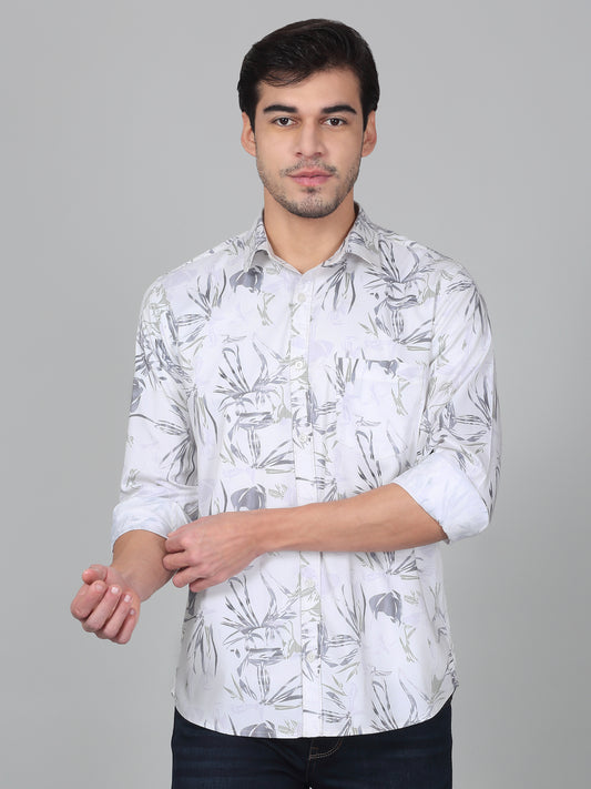 Casual Shirt for Men | Breathable & Soft with Color Fastness Regular Fit Spread Collar Neck Poly Cotton Fabric Printed Pattern