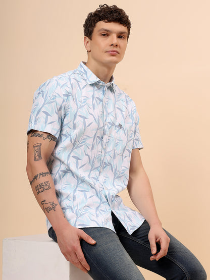 Casual Shirt for Men | Breathable & Soft with Color Fastness Regular Fit Spread Collar Neck Poly Cotton Fabric Printed Pattern