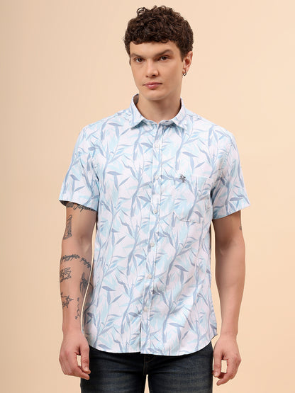 Casual Shirt for Men | Breathable & Soft with Color Fastness Regular Fit Spread Collar Neck Poly Cotton Fabric Printed Pattern