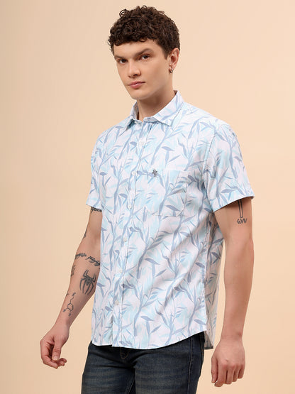 Casual Shirt for Men | Breathable & Soft with Color Fastness Regular Fit Spread Collar Neck Poly Cotton Fabric Printed Pattern
