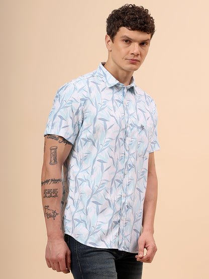 Casual Shirt for Men | Breathable & Soft with Color Fastness Regular Fit Spread Collar Neck Poly Cotton Fabric Printed Pattern