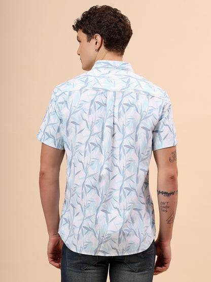Casual Shirt for Men | Breathable & Soft with Color Fastness Regular Fit Spread Collar Neck Poly Cotton Fabric Printed Pattern