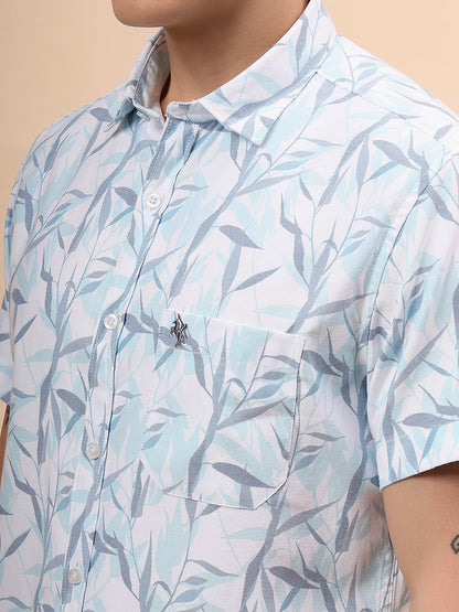 Casual Shirt for Men | Breathable & Soft with Color Fastness Regular Fit Spread Collar Neck Poly Cotton Fabric Printed Pattern