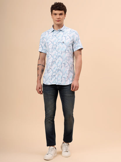 Casual Shirt for Men | Breathable & Soft with Color Fastness Regular Fit Spread Collar Neck Poly Cotton Fabric Printed Pattern