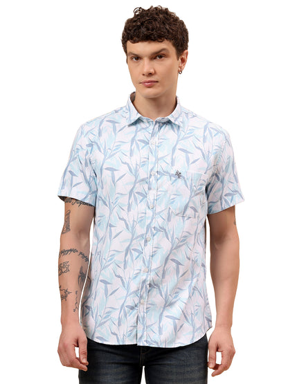 Casual Shirt for Men | Breathable & Soft with Color Fastness Regular Fit Spread Collar Neck Poly Cotton Fabric Printed Pattern