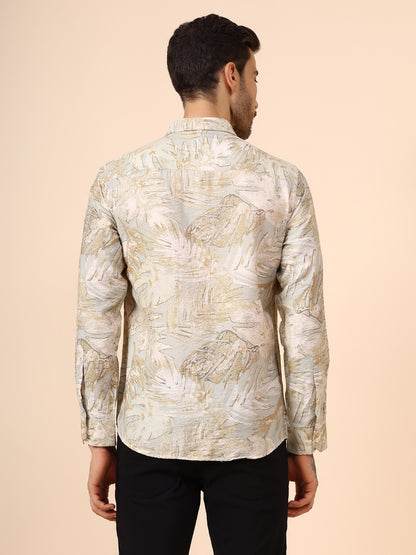 Casual Shirt for Men | Breathable & Soft with Color Fastness Regular Fit Spread Collar Neck Viscose Fabric Printed Pattern