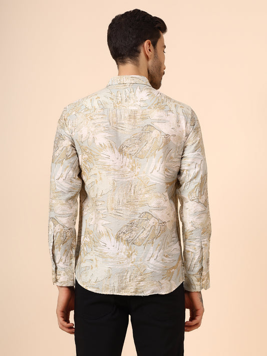 Casual Shirt for Men | Breathable & Soft with Color Fastness Regular Fit Spread Collar Neck Viscose Fabric Printed Pattern