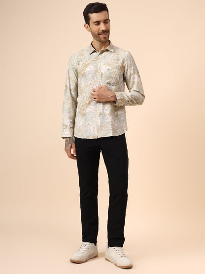 Casual Shirt for Men | Breathable & Soft with Color Fastness Regular Fit Spread Collar Neck Viscose Fabric Printed Pattern
