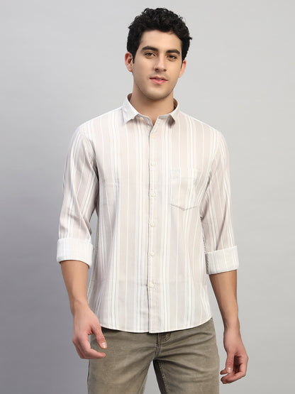 Casual Shirt for Men | Breathable & Soft with Color Fastness Regular Fit Spread Collar Neck Viscose Fabric Striped Pattern