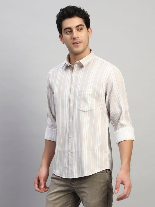 Casual Shirt for Men | Breathable & Soft with Color Fastness Regular Fit Spread Collar Neck Viscose Fabric Striped Pattern