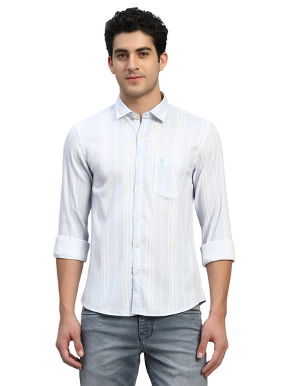 Casual Shirt for Men | Breathable & Soft with Color Fastness Regular Fit Spread Collar Neck Viscose Fabric Striped Pattern
