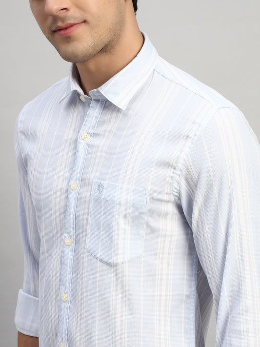 Casual Shirt for Men | Breathable & Soft with Color Fastness Regular Fit Spread Collar Neck Viscose Fabric Striped Pattern