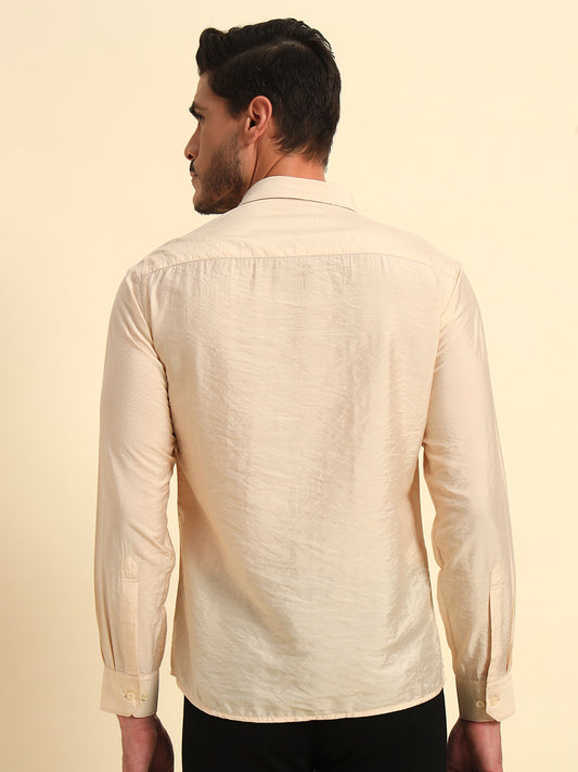 Casual Shirt for Men | Breathable & Soft with Color Fastness Regular Fit Spread Collar Neck Viscose Fabric Solid Pattern