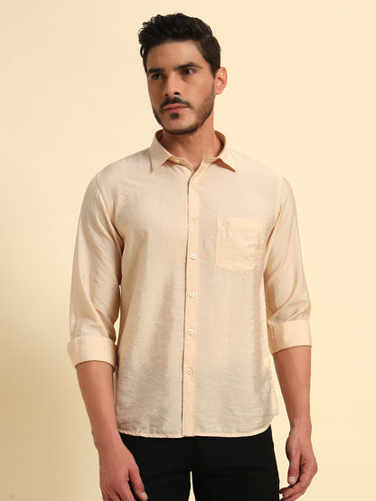 Casual Shirt for Men | Breathable & Soft with Color Fastness Regular Fit Spread Collar Neck Viscose Fabric Solid Pattern
