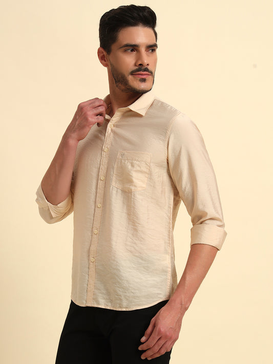 Casual Shirt for Men | Breathable & Soft with Color Fastness Regular Fit Spread Collar Neck Viscose Fabric Solid Pattern