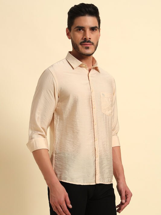 Casual Shirt for Men | Breathable & Soft with Color Fastness Regular Fit Spread Collar Neck Viscose Fabric Solid Pattern
