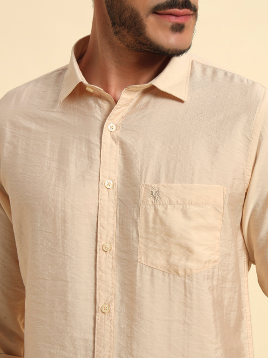 Casual Shirt for Men | Breathable & Soft with Color Fastness Regular Fit Spread Collar Neck Viscose Fabric Solid Pattern
