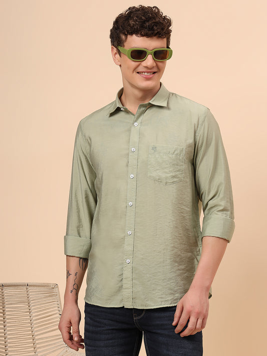 Casual Shirt for Men | Breathable & Soft with Color Fastness Regular Fit Spread Collar Neck Viscose Fabric Solid Pattern