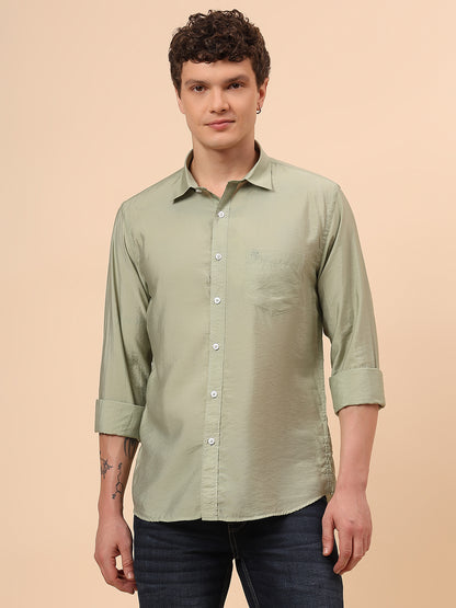 Casual Shirt for Men | Breathable & Soft with Color Fastness Regular Fit Spread Collar Neck Viscose Fabric Solid Pattern