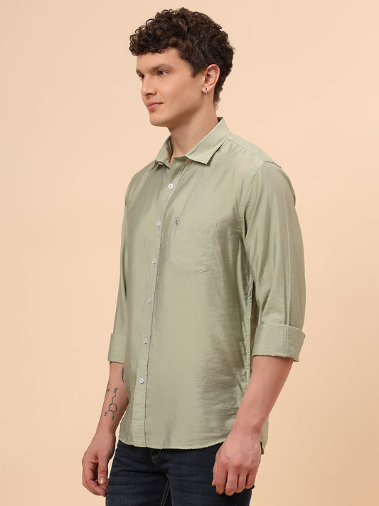 Casual Shirt for Men | Breathable & Soft with Color Fastness Regular Fit Spread Collar Neck Viscose Fabric Solid Pattern