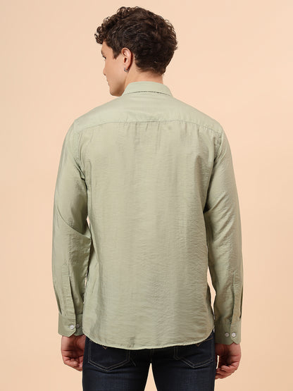 Casual Shirt for Men | Breathable & Soft with Color Fastness Regular Fit Spread Collar Neck Viscose Fabric Solid Pattern
