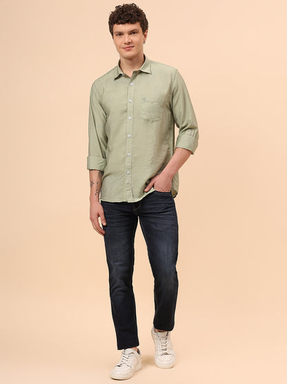 Casual Shirt for Men | Breathable & Soft with Color Fastness Regular Fit Spread Collar Neck Viscose Fabric Solid Pattern