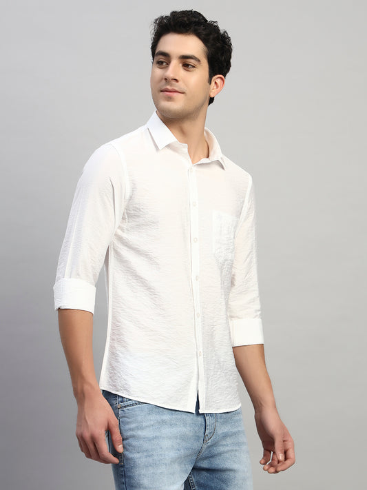 Casual Shirt for Men | Breathable & Soft with Color Fastness Regular Fit Spread Collar Neck Viscose Fabric Self Design Pattern