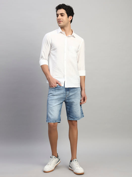 Casual Shirt for Men | Breathable & Soft with Color Fastness Regular Fit Spread Collar Neck Viscose Fabric Self Design Pattern