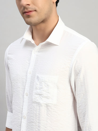 Casual Shirt for Men | Breathable & Soft with Color Fastness Regular Fit Spread Collar Neck Viscose Fabric Self Design Pattern