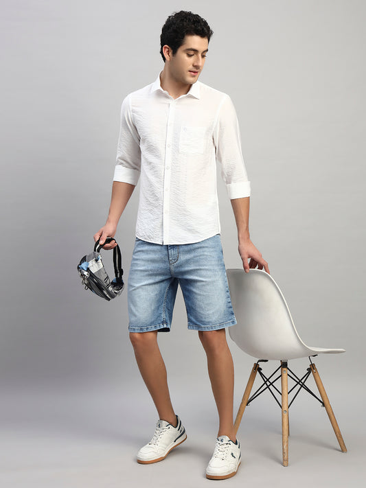 Casual Shirt for Men | Breathable & Soft with Color Fastness Regular Fit Spread Collar Neck Viscose Fabric Self Design Pattern