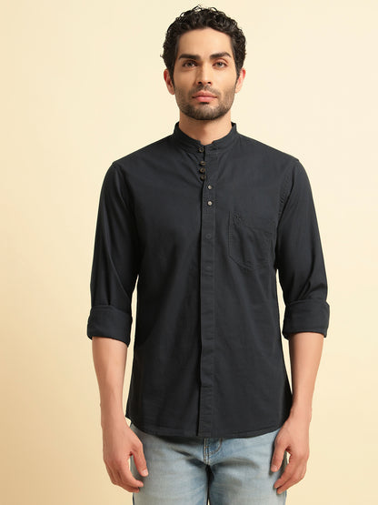 Casual Shirt for Men | Breathable & Soft with Color Fastness Regular Fit Spread Collar Neck Cotton Fabric Solid Pattern