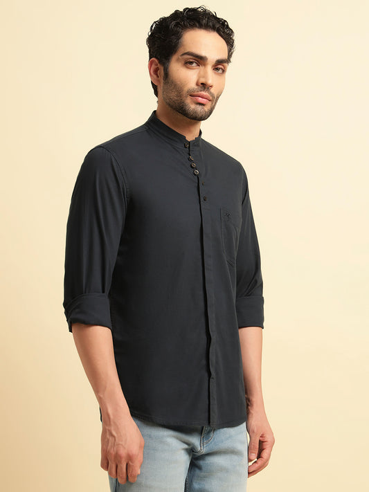 Casual Shirt for Men | Breathable & Soft with Color Fastness Regular Fit Spread Collar Neck Cotton Fabric Solid Pattern