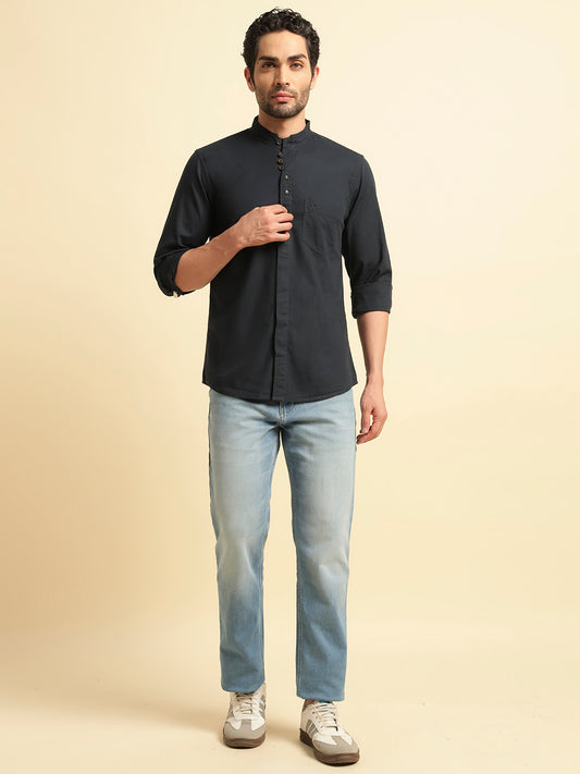 Casual Shirt for Men | Breathable & Soft with Color Fastness Regular Fit Spread Collar Neck Cotton Fabric Solid Pattern