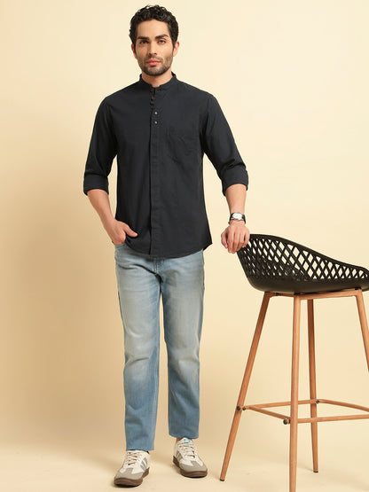 Casual Shirt for Men | Breathable & Soft with Color Fastness Regular Fit Spread Collar Neck Cotton Fabric Solid Pattern