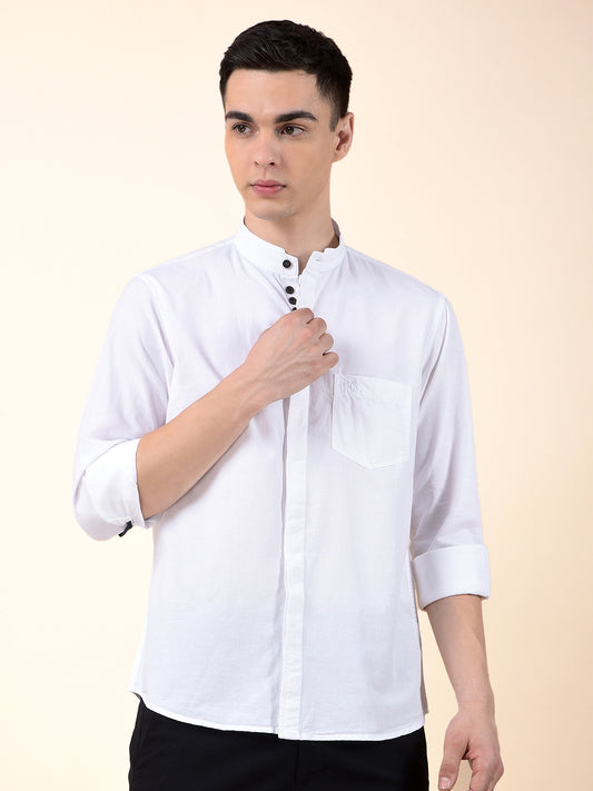 Casual Shirt for Men | Breathable & Soft with Color Fastness Slim Cotton Fabric Solid Pattern