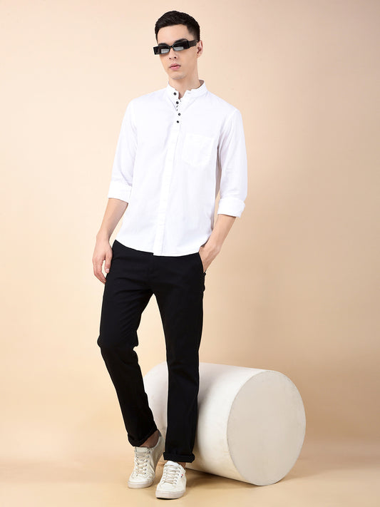 Casual Shirt for Men | Breathable & Soft with Color Fastness Slim Cotton Fabric Solid Pattern