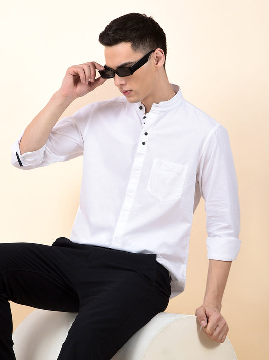 Casual Shirt for Men | Breathable & Soft with Color Fastness Slim Cotton Fabric Solid Pattern