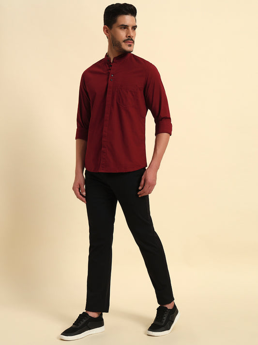 Casual Shirt for Men | Breathable & Soft with Color Fastness Regular Fit Spread Collar Neck Cotton Fabric Solid Pattern