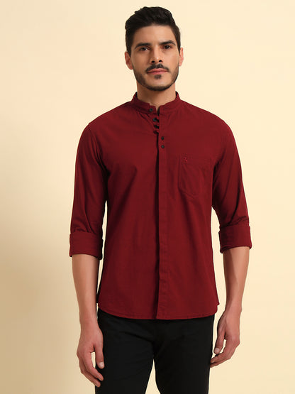 Casual Shirt for Men | Breathable & Soft with Color Fastness Regular Fit Spread Collar Neck Cotton Fabric Solid Pattern