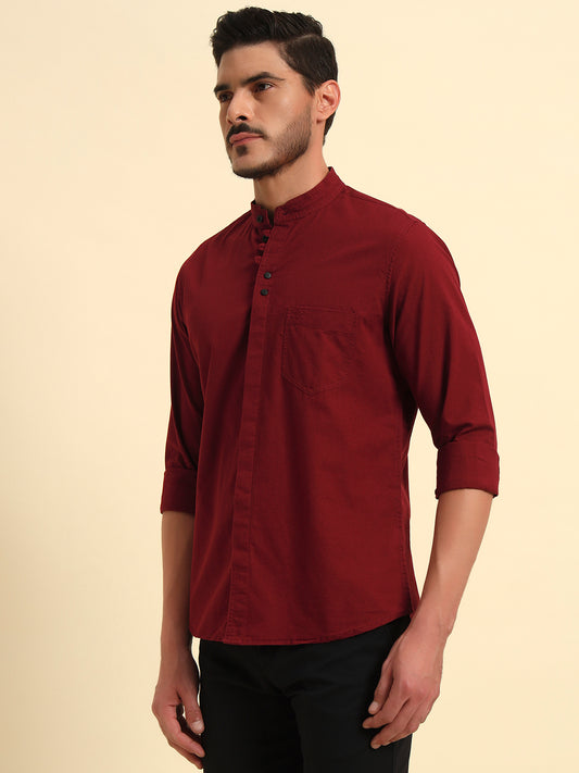 Casual Shirt for Men | Breathable & Soft with Color Fastness Regular Fit Spread Collar Neck Cotton Fabric Solid Pattern
