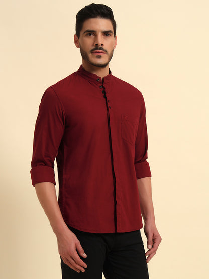 Casual Shirt for Men | Breathable & Soft with Color Fastness Regular Fit Spread Collar Neck Cotton Fabric Solid Pattern