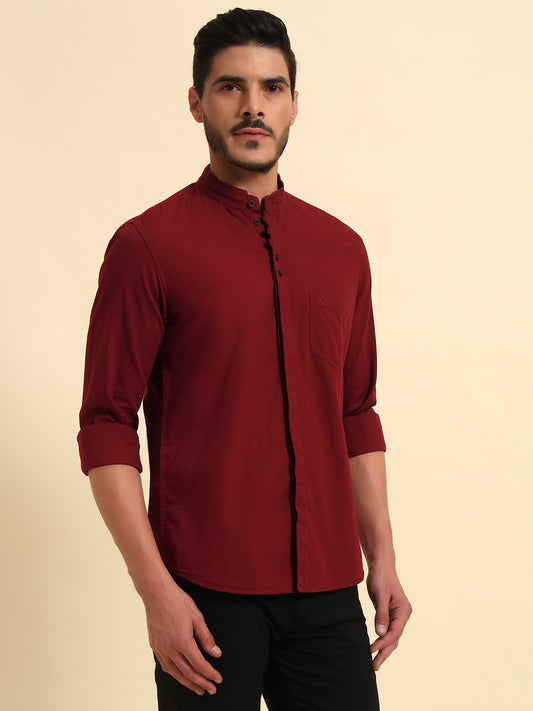 Casual Shirt for Men | Breathable & Soft with Color Fastness Regular Fit Spread Collar Neck Cotton Fabric Solid Pattern