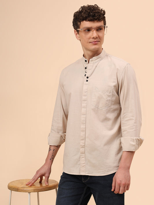 Casual Shirt for Men | Breathable & Soft with Color Fastness Regular Fit Spread Collar Neck Cotton Fabric Solid Pattern