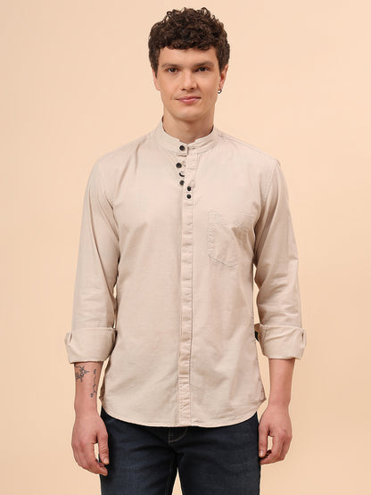 Casual Shirt for Men | Breathable & Soft with Color Fastness Regular Fit Spread Collar Neck Cotton Fabric Solid Pattern